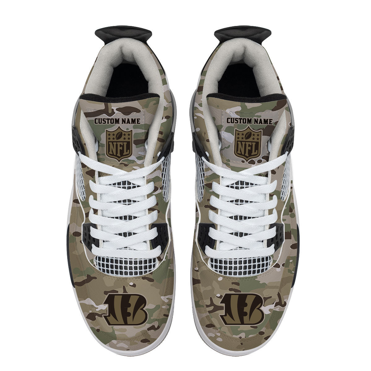 Cincinnati Bengals Camo Personalized AJ4 Sneaker PBIM4W7
