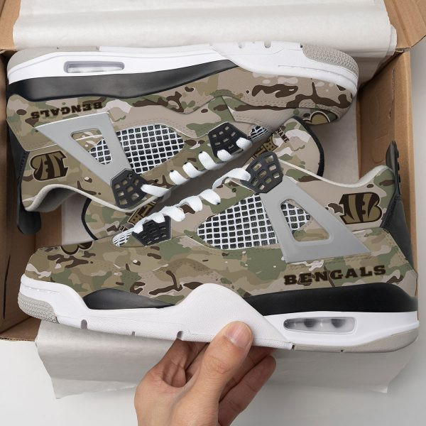 Cincinnati Bengals Camo Personalized AJ4 Sneaker PBIM4W7