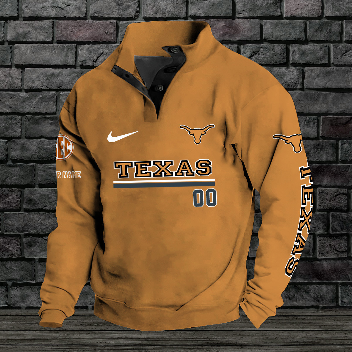 Texas Longhorns Double Breasted Stand Collar Hoodies LUCYY789F