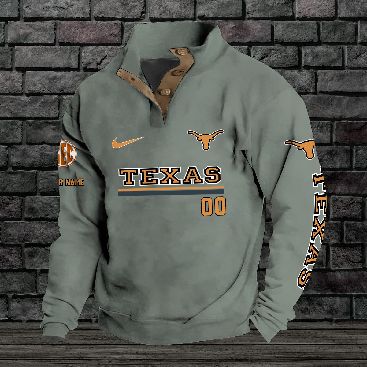 Texas Longhorns Double Breasted Stand Collar Hoodies PB14I3B