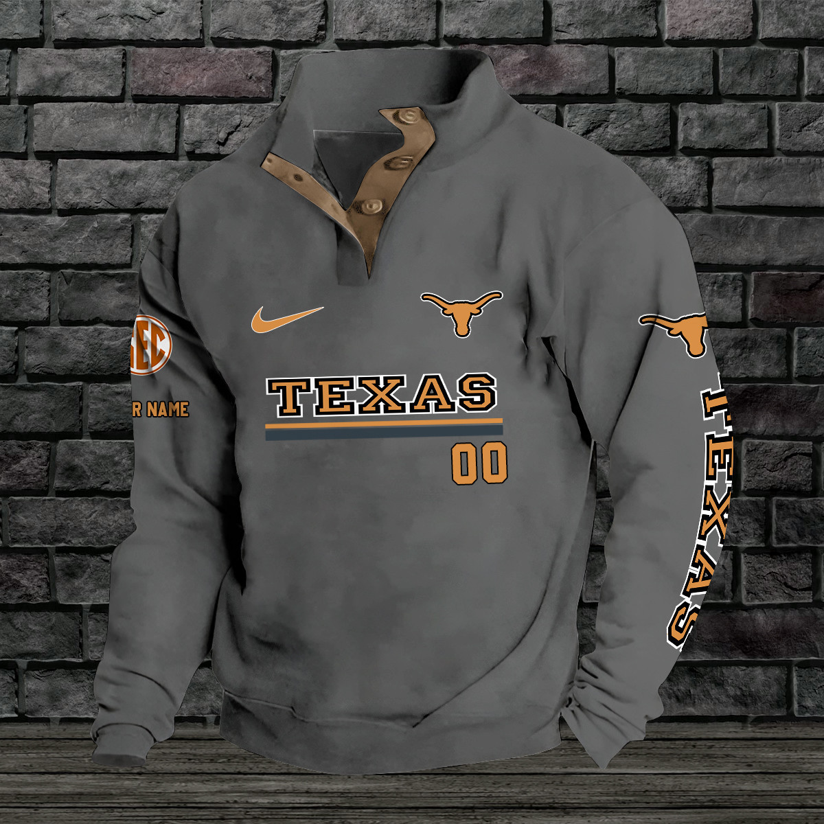 Texas Longhorns Double Breasted Stand Collar Hoodies PB14I3B