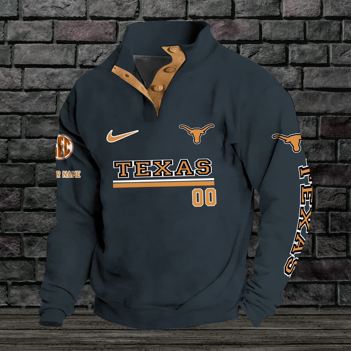 Texas Longhorns Double Breasted Stand Collar Hoodies PB14I3B