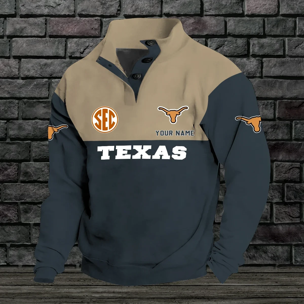 Texas Longhorns Double Breasted Stand Collar Hoodies LUXY78XS
