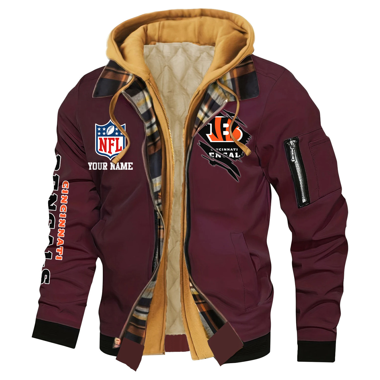 Cincinnati Bengals Jacket Casual Fake Two Piece Design PB3WFQ1