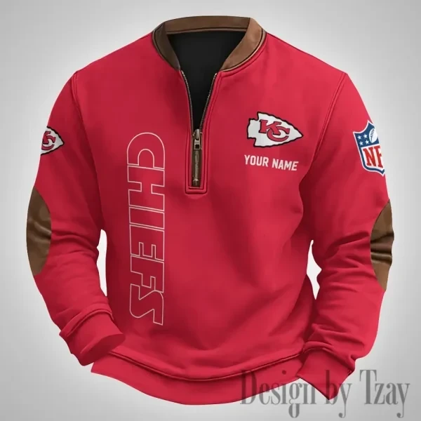 Kansas City Chiefs Men's Vintage Zipper Stand Collar Sweatshirt PB3NIGO