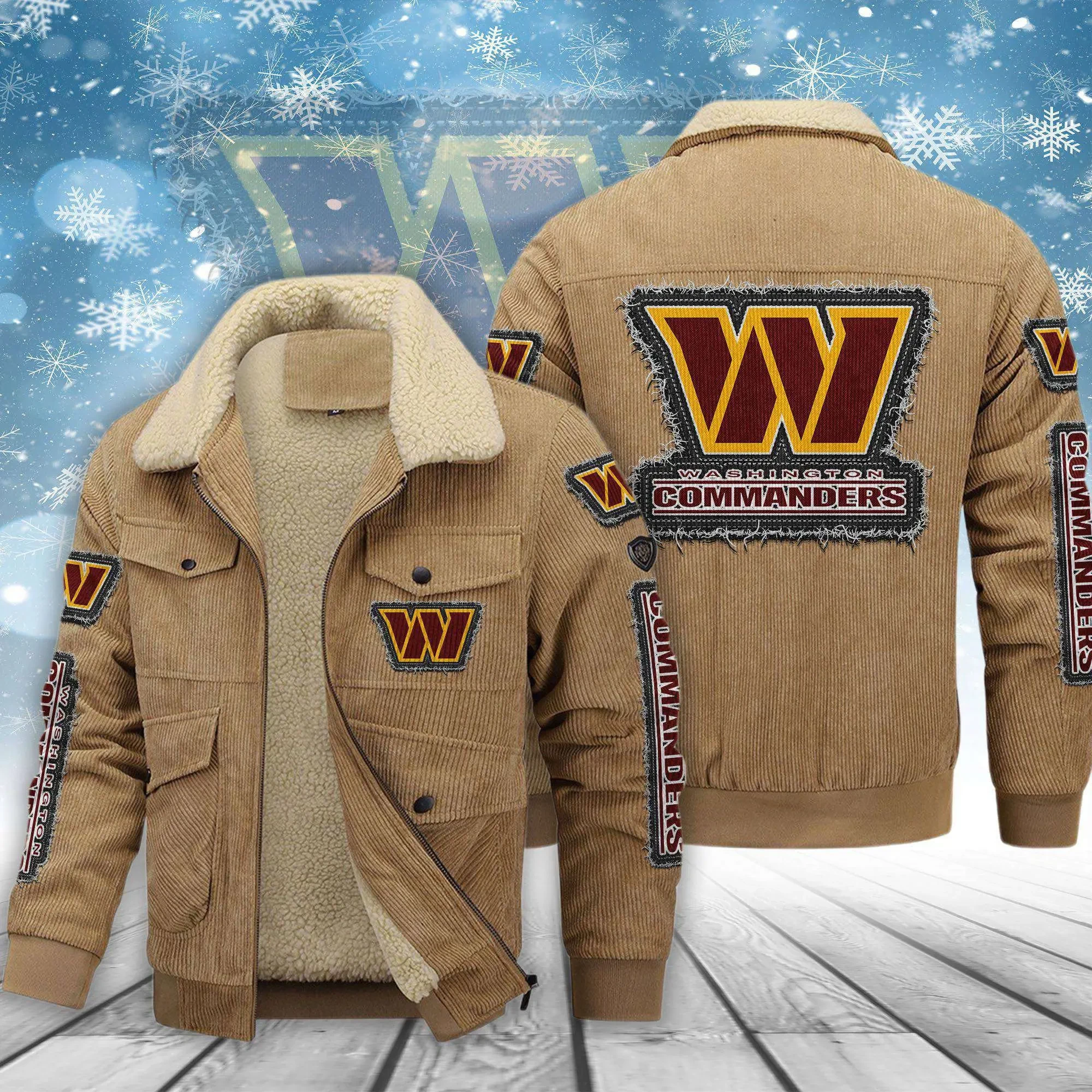 Washington Commanders Men's Thickened Corduroy Jacket ( SIZE M - 8 XL ) PBCG38R