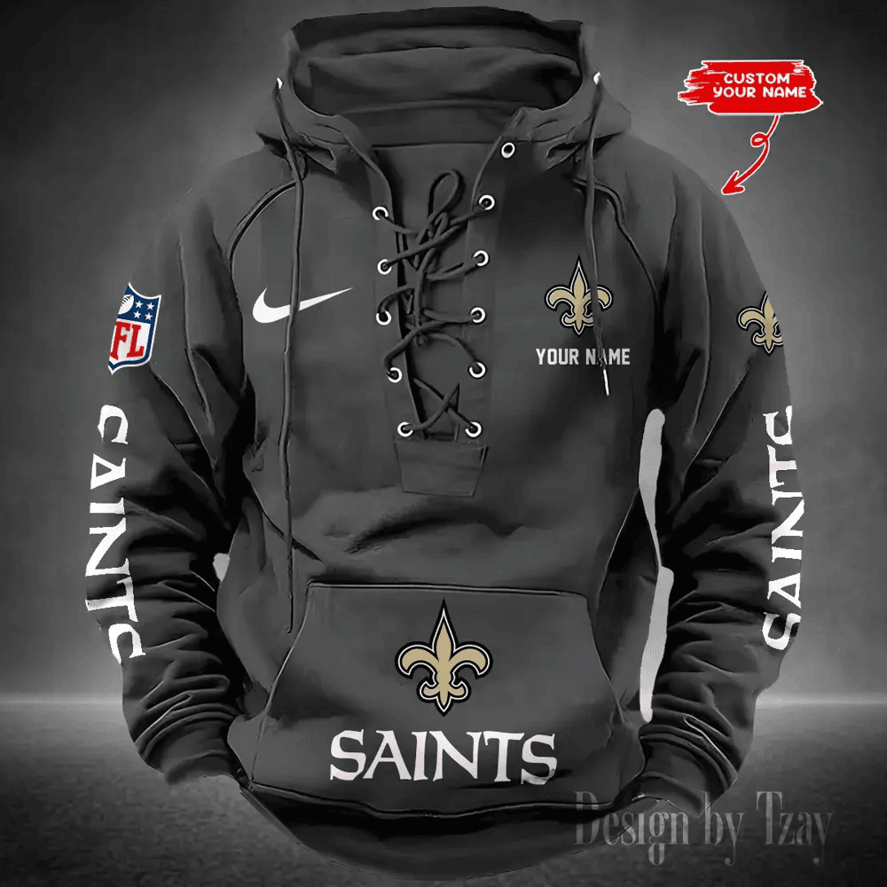 New Orleans Saints Men's Hooded Lace-up Hoodie PBDL4B2