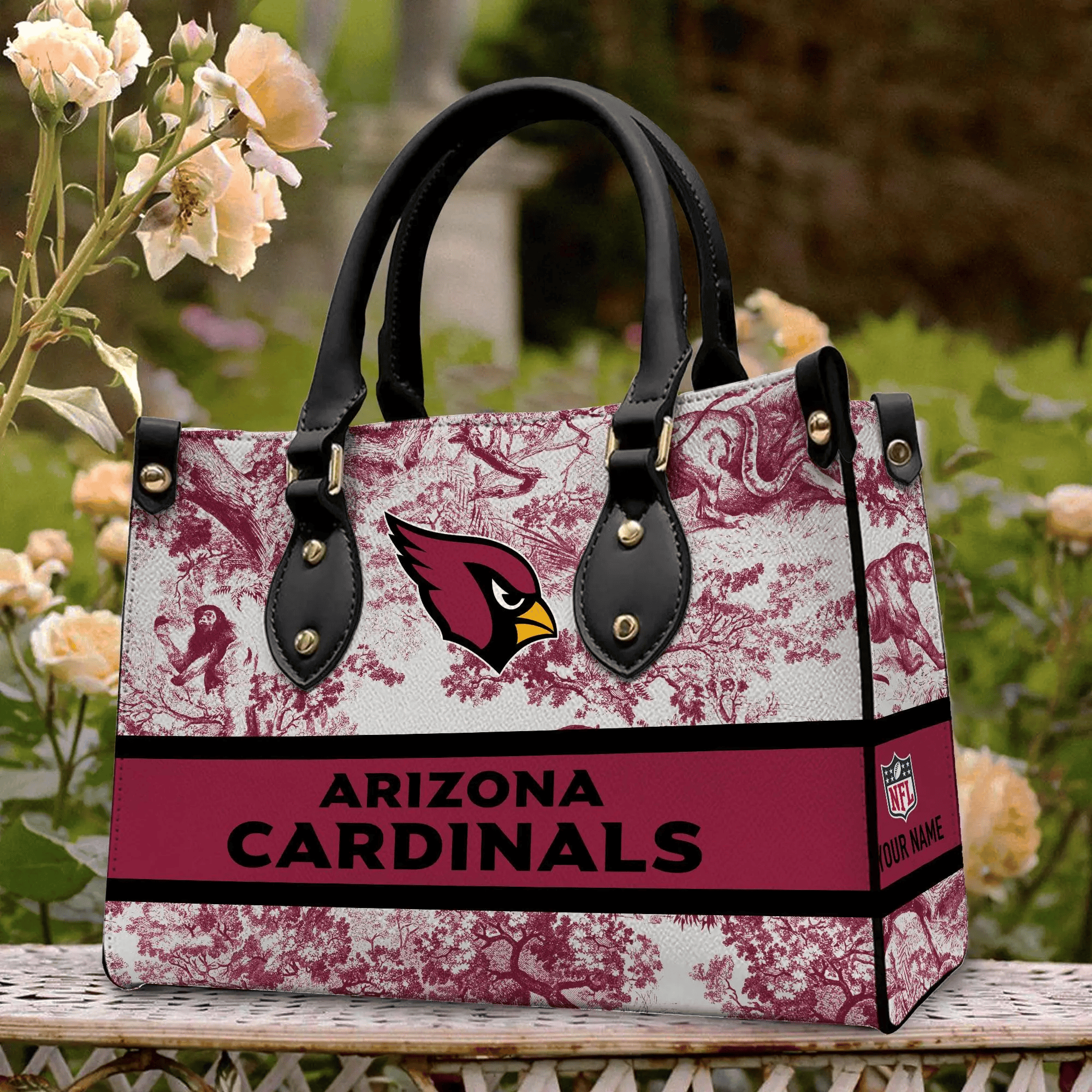 Arizona Cardinals Personalized Leather Hand Bag PBFF0WF
