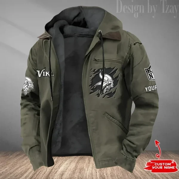 Minnesota Vikings Men's Casual Padded Jacket Hooded Trending 2025 50$ PBRG1QF