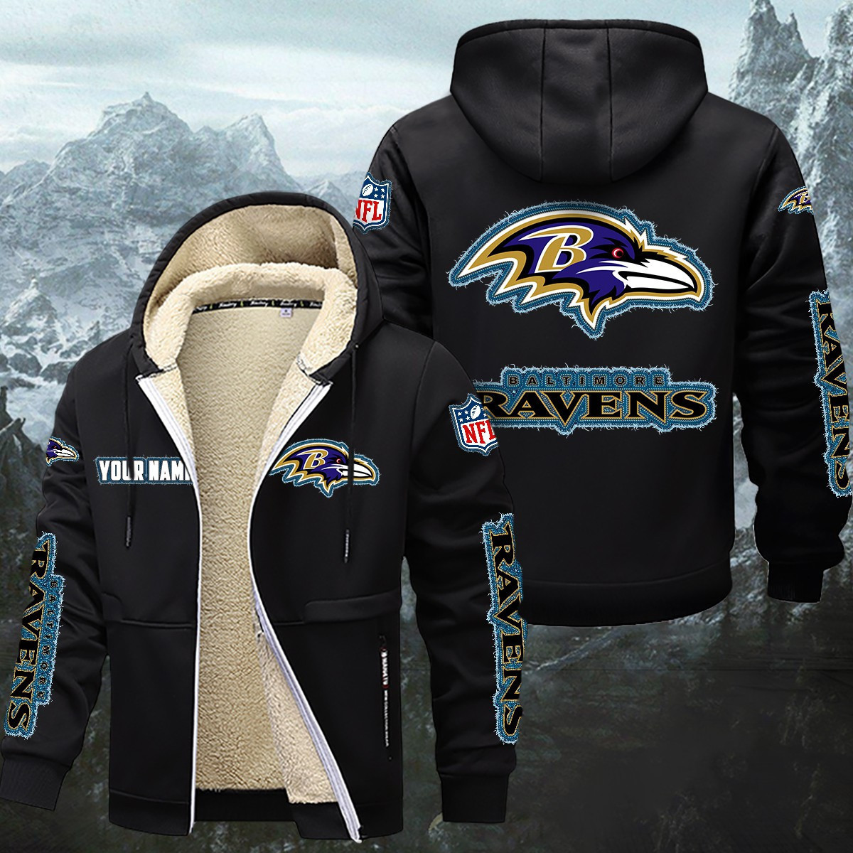 Baltimore Ravens Sherpa-Lined Zip Hoodie WINHZVC12003