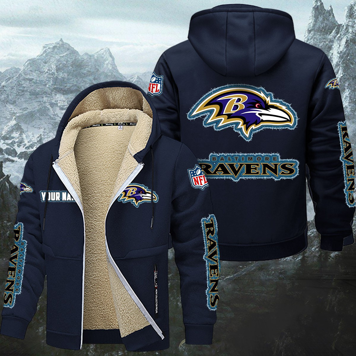 Baltimore Ravens Sherpa-Lined Zip Hoodie PB9K1EX
