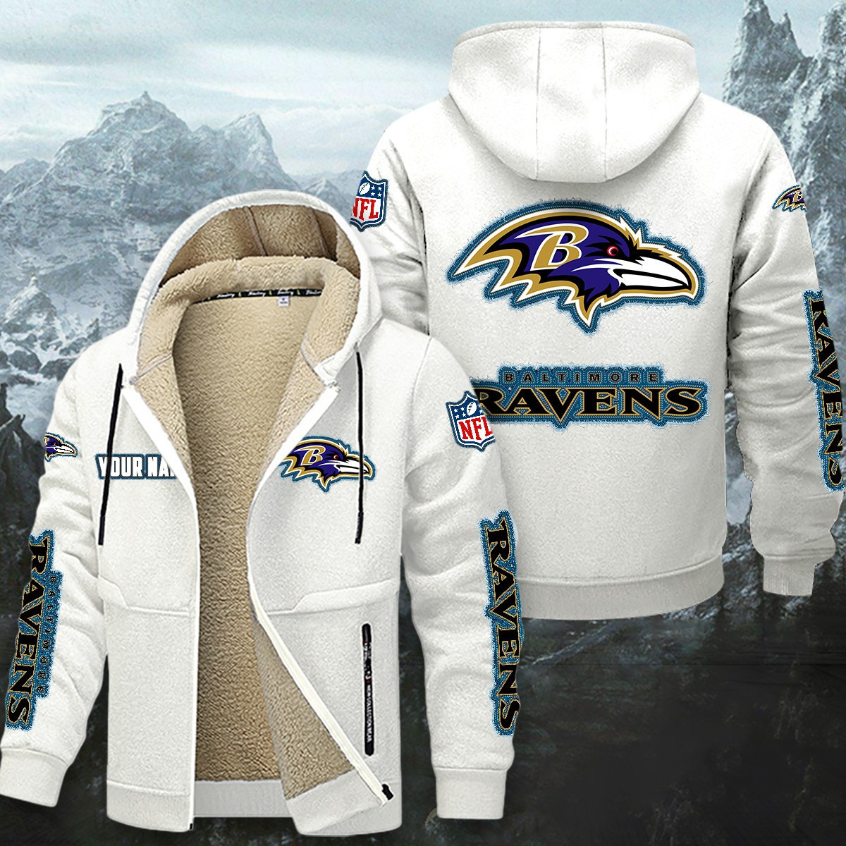 Baltimore Ravens Sherpa-Lined Zip Hoodie PB9K1EX