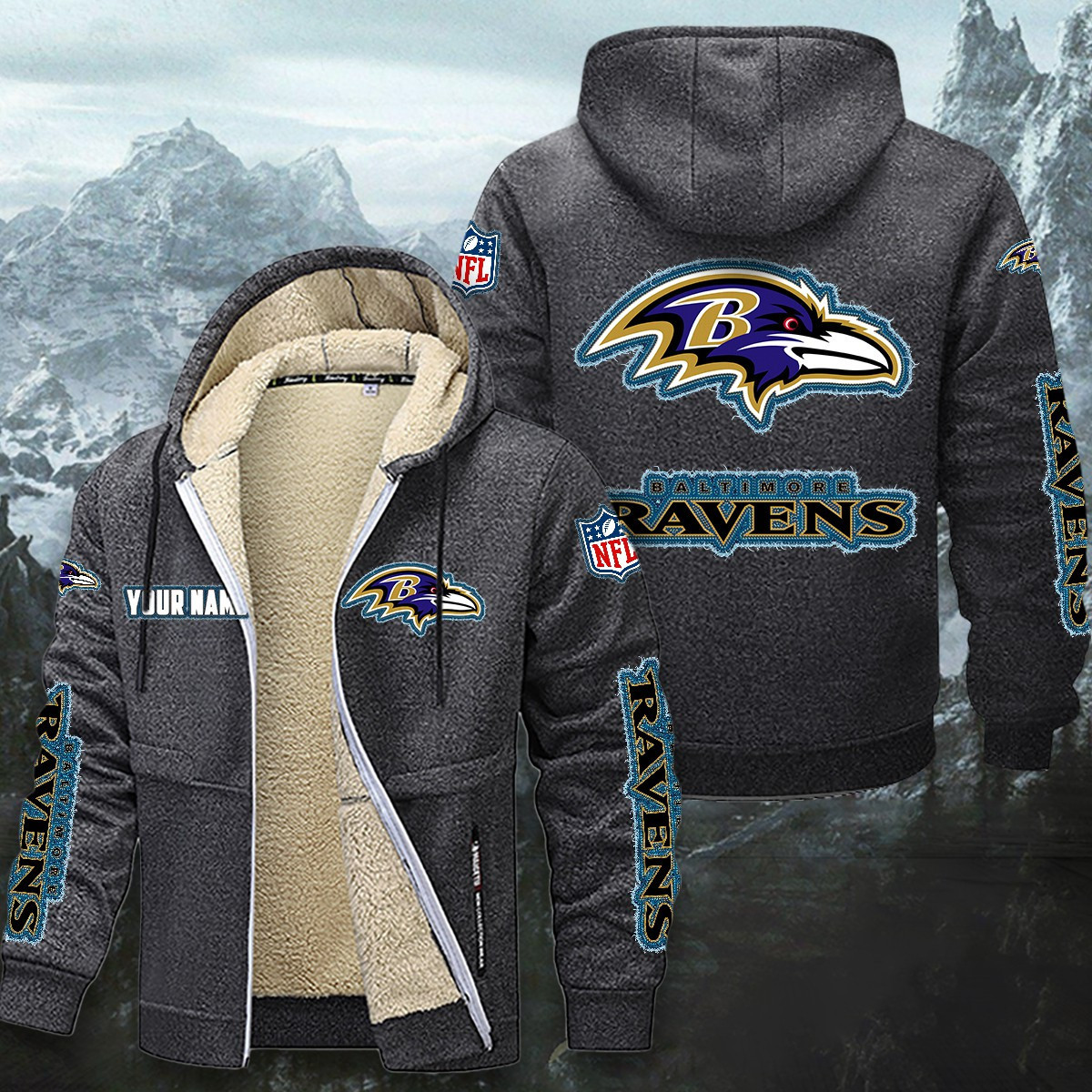 Baltimore Ravens Sherpa-Lined Zip Hoodie PB9K1EX