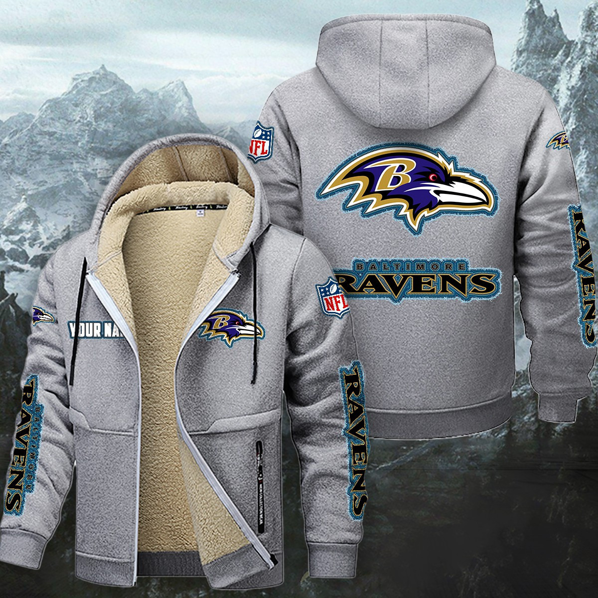 Baltimore Ravens Sherpa-Lined Zip Hoodie PB9K1EX