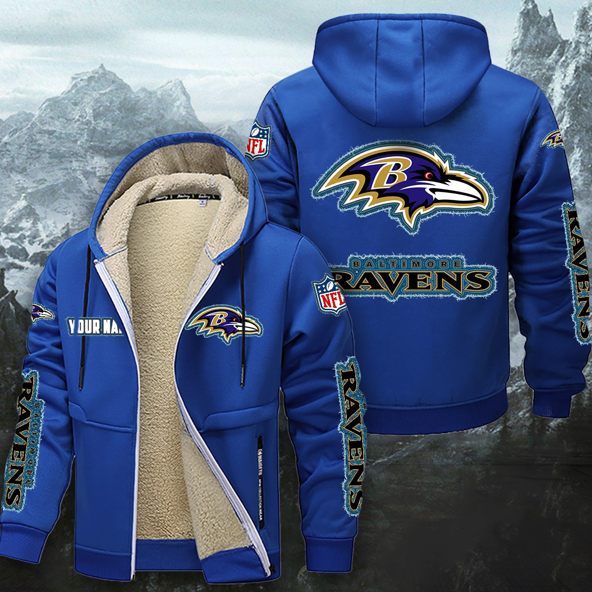 Baltimore Ravens Sherpa-Lined Zip Hoodie PB9K1EX