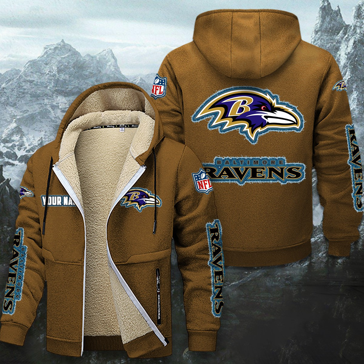 Baltimore Ravens Sherpa-Lined Zip Hoodie PB9K1EX