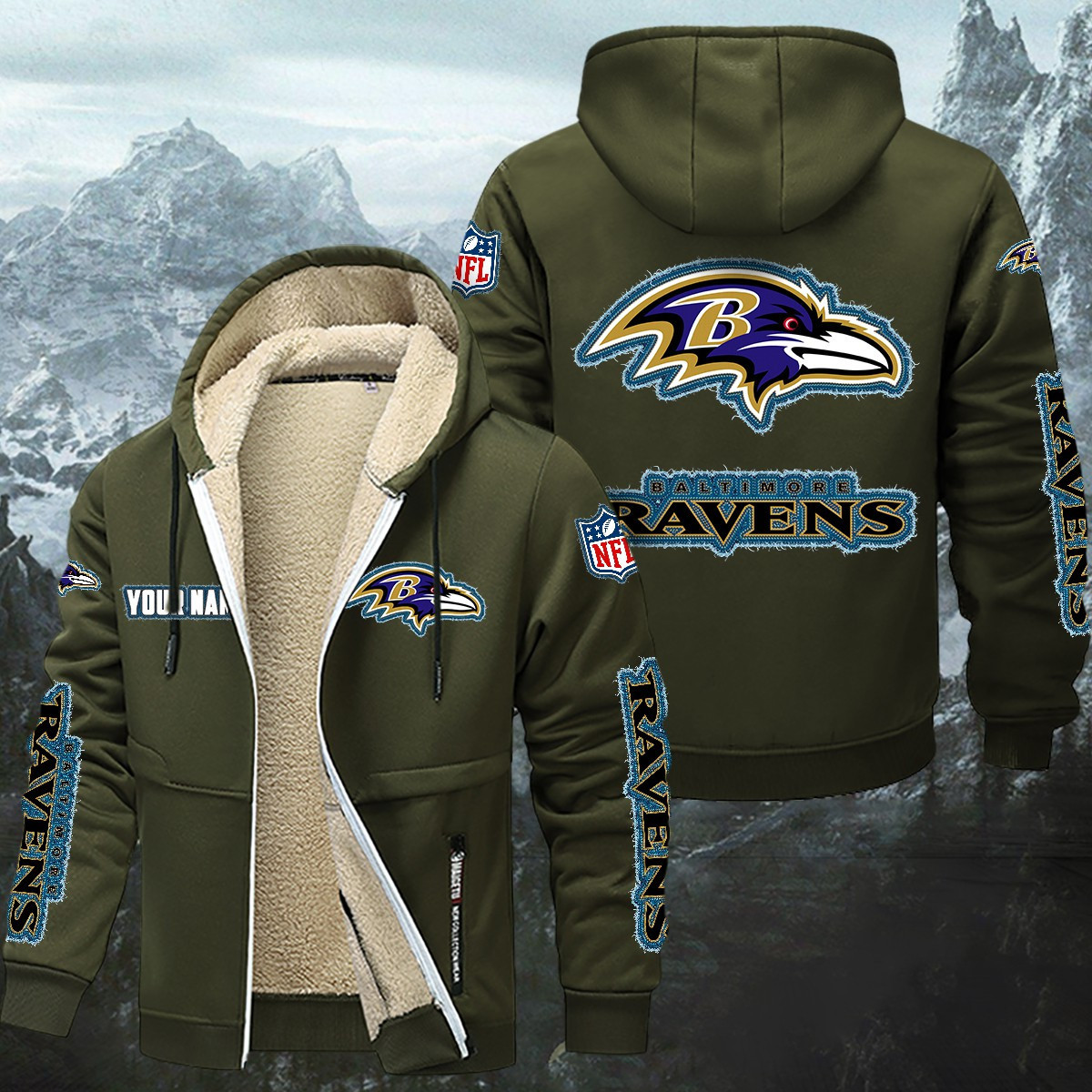 Baltimore Ravens Sherpa-Lined Zip Hoodie PB9K1EX