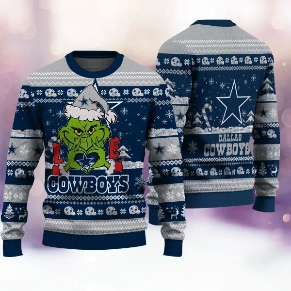 Dallas Cowboys NFL Grinch Love Knitted Sweater PBVC7N9