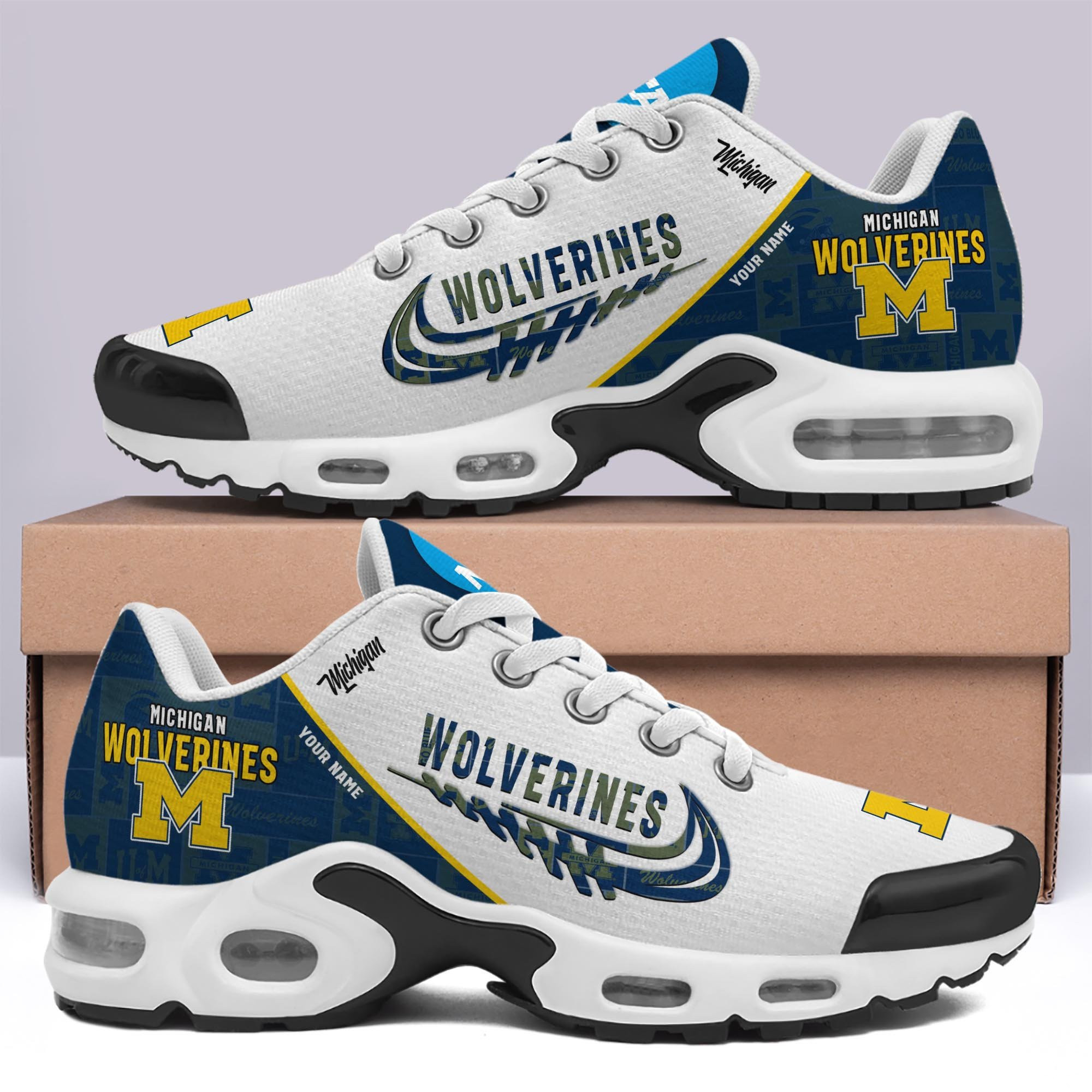 Michigan Wolverines Personalized Plus T-N Youth Sneakers T8D45FG