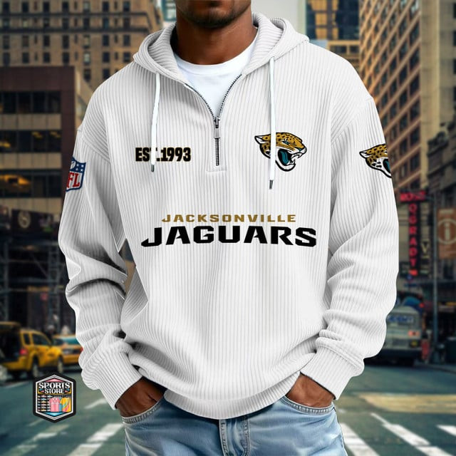 Jacksonville Jaguars Ribbed Texture Zipper Long Sleeve Hoodie PBAS4ST