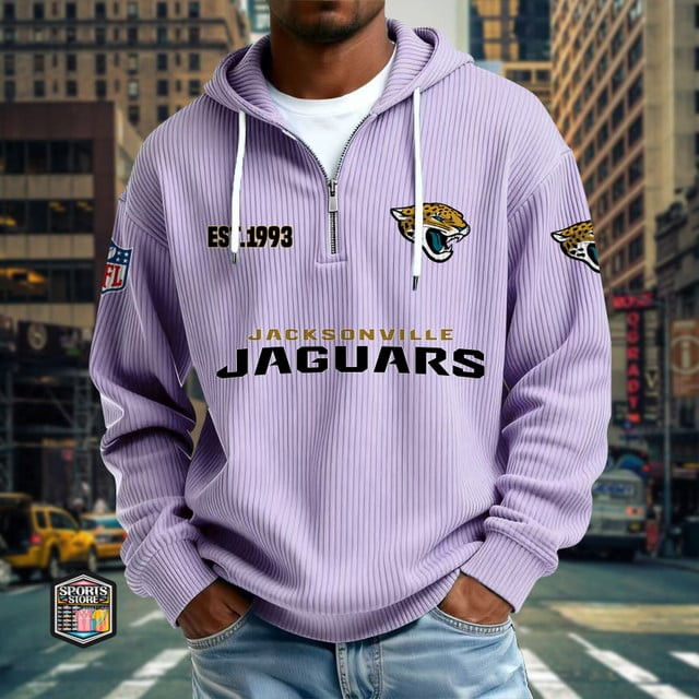 Jacksonville Jaguars Ribbed Texture Zipper Long Sleeve Hoodie PBAS4ST