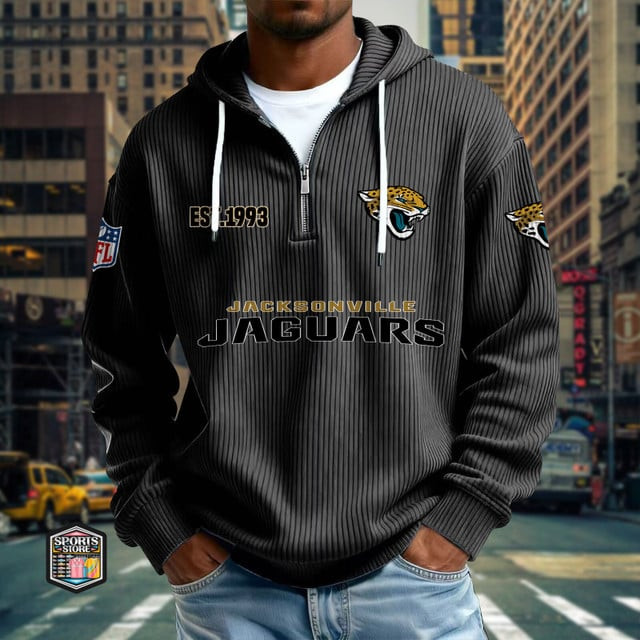 Jacksonville Jaguars Ribbed Texture Zipper Long Sleeve Hoodie PBAS4ST