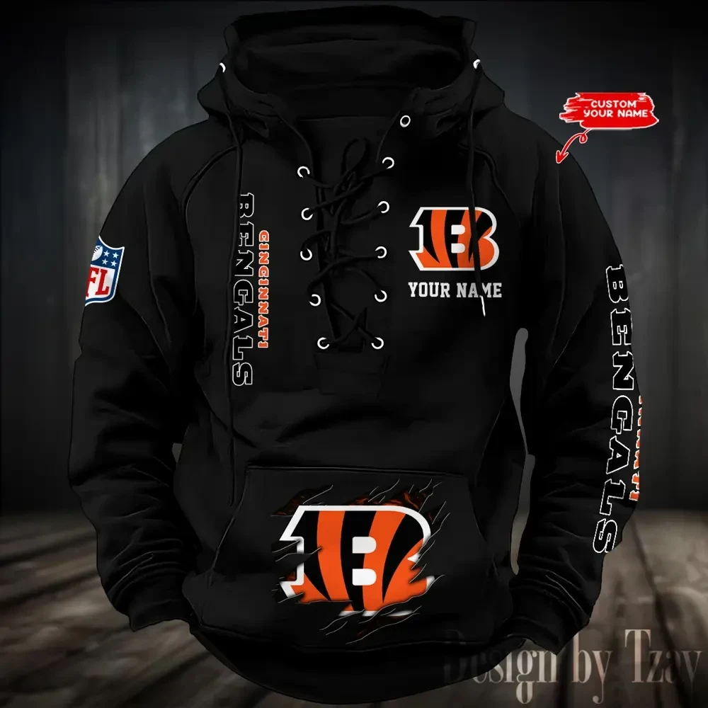 SPTS9HLUH103-Cincinnati Bengals Men's Hooded Lace-up Hoodie