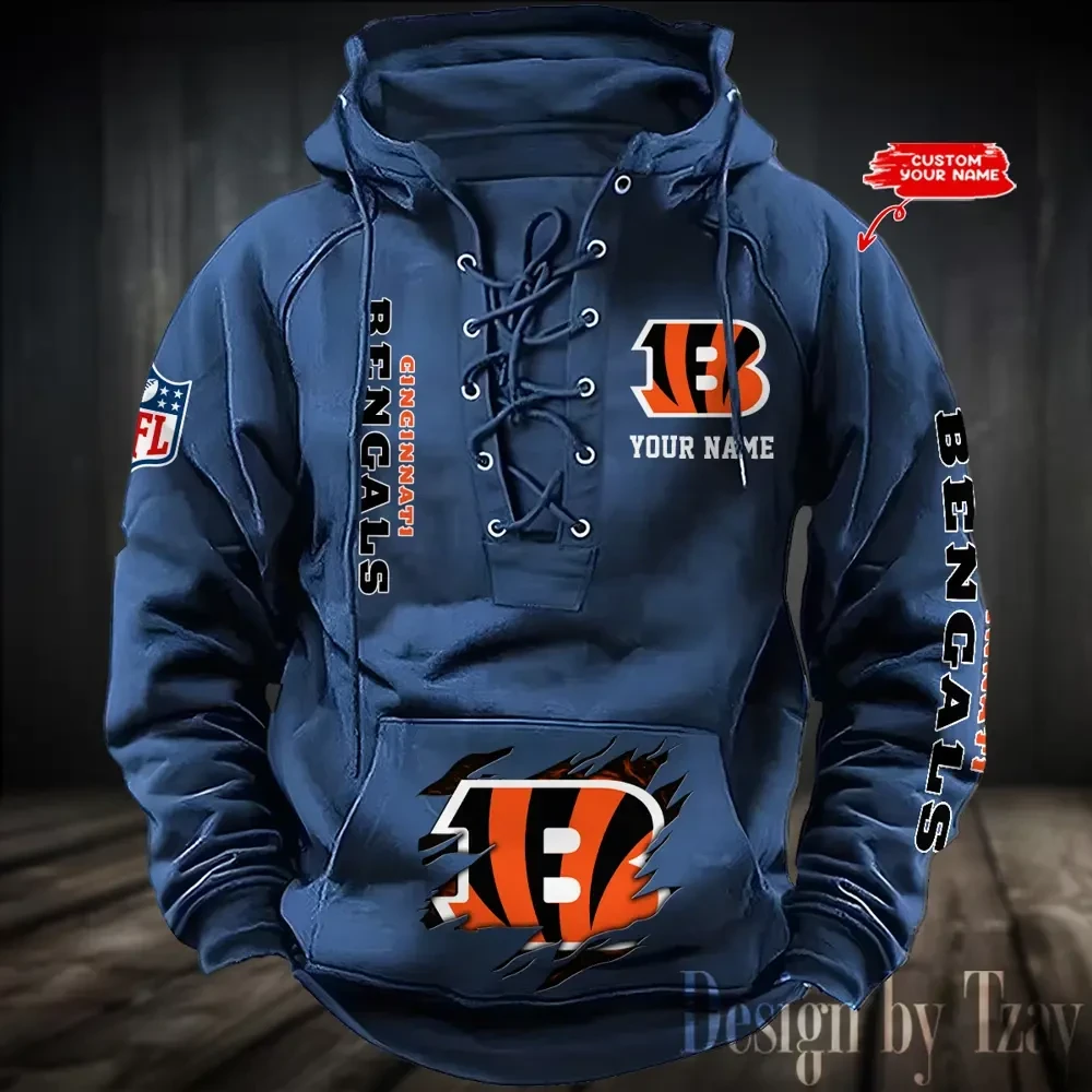 Cincinnati Bengals Men's Hooded Lace-up Hoodie PBOX8BN