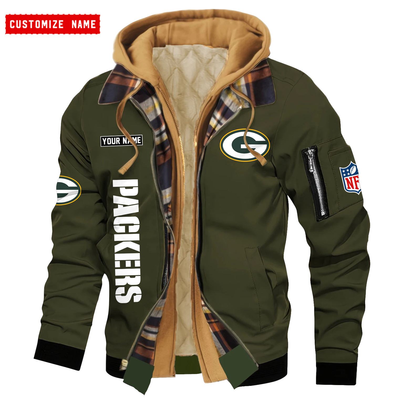 Green Bay Packers Jacket Casual Fake Two Piece Design PB831SA