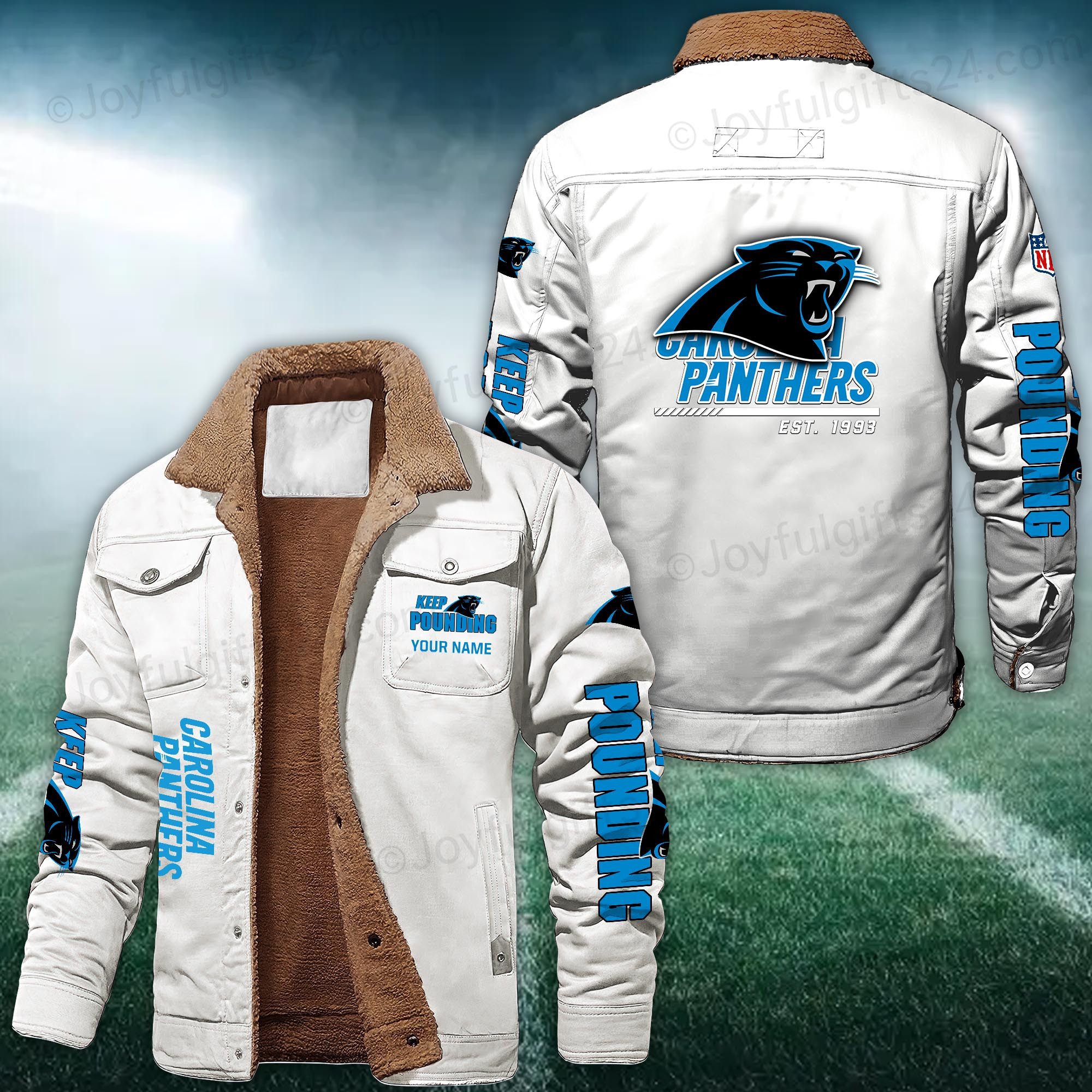 Carolina Panthers FLEECE BOMBER JACKET Custom name PBE4YC0