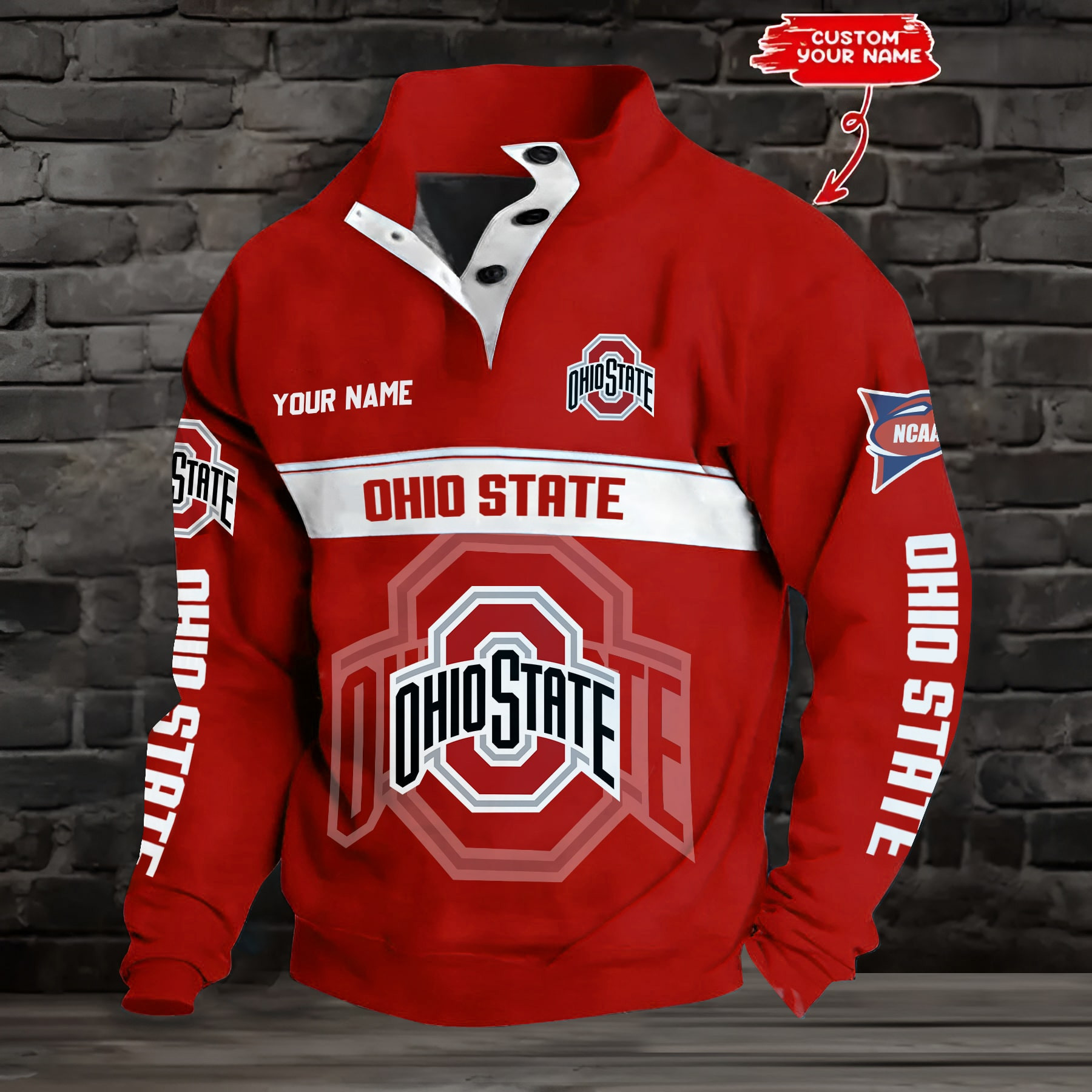 Ohio State Buckeyes Double Breasted Stand Collar Hoodies OHIO874SD