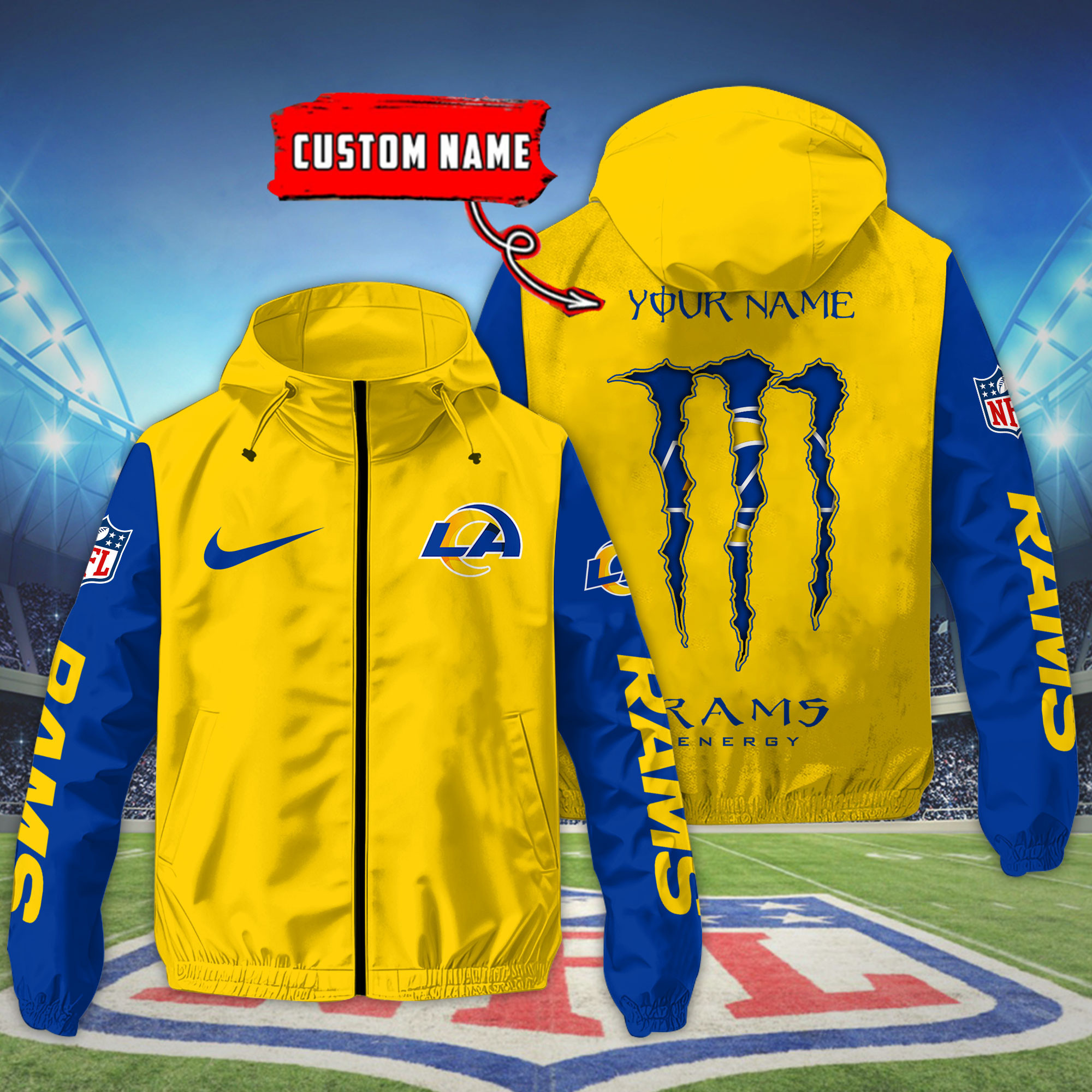 Los Angeles Rams Custom Windbreaker Outdoor Jacket Sport Fan Gift SPTWJACKET051