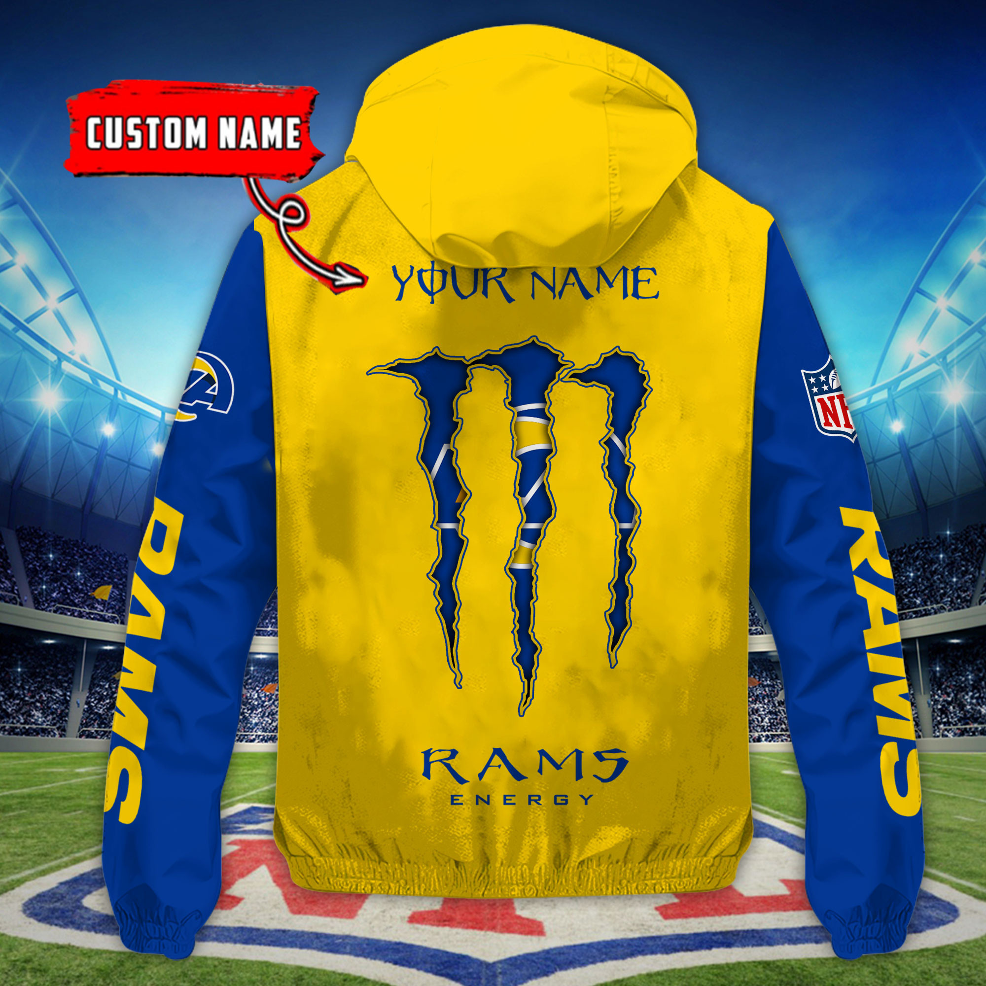 Los Angeles Rams Custom Windbreaker Outdoor Jacket Sport Fan Gift PBTCVW8