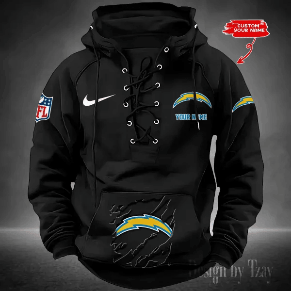 Los Angeles Chargers Men's Hooded Lace-up Hoodie PB8YRZF