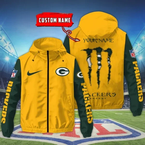 Green Bay Packers Custom Windbreaker Outdoor Jacket Sport Fan JH12