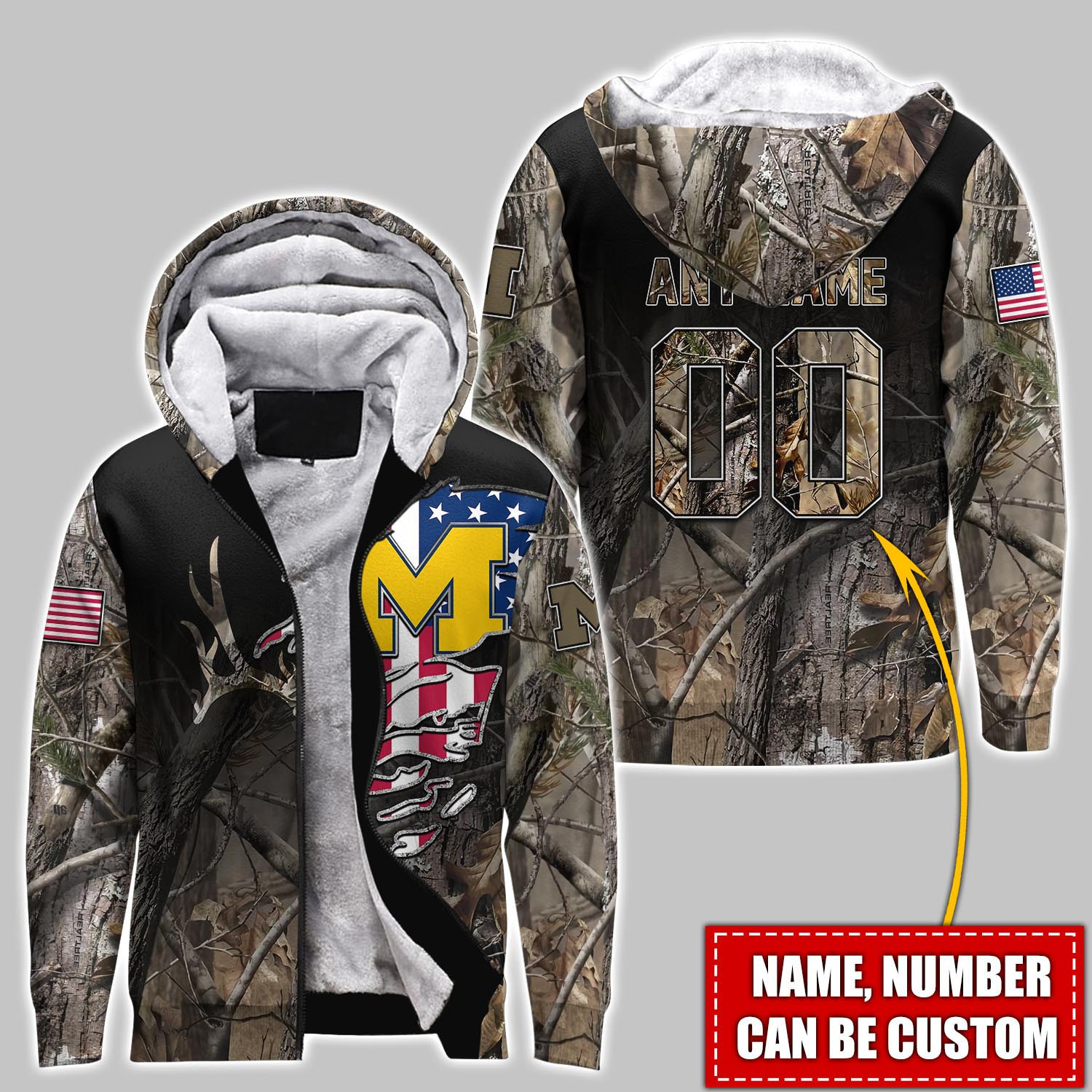 NCAAM Michigan Wolverines (Your Name) Fleece Zip Hoodie FZH-X2R1