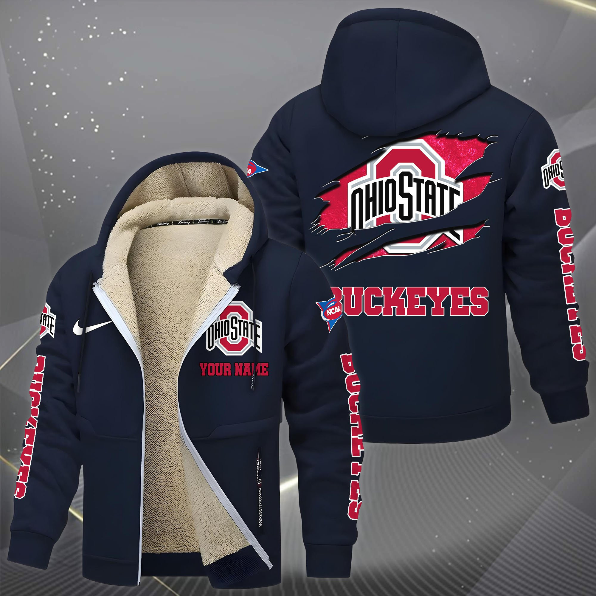 Ohio State Buckeyes Hoodie Zip Velvet Coat HU34S