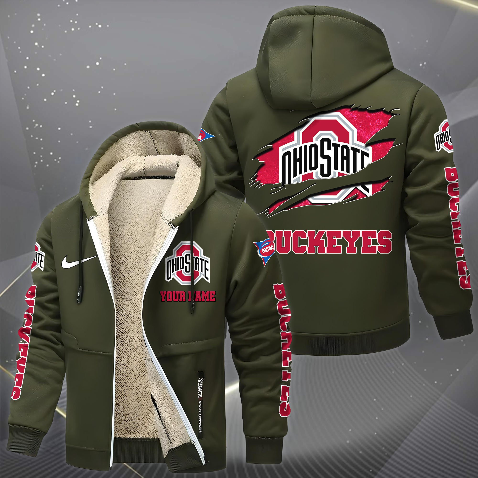 Ohio State Buckeyes Hoodie Zip Velvet Coat PBW771L