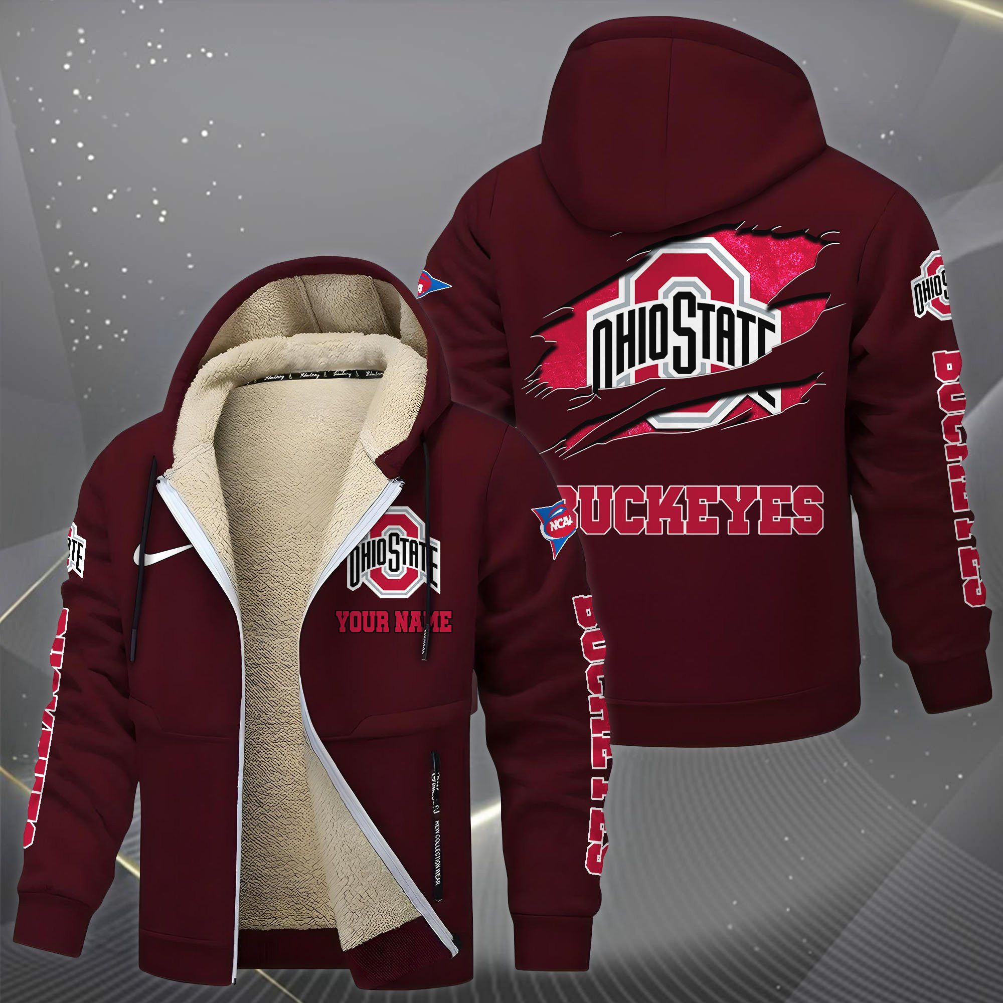 Ohio State Buckeyes Hoodie Zip Velvet Coat PBW771L