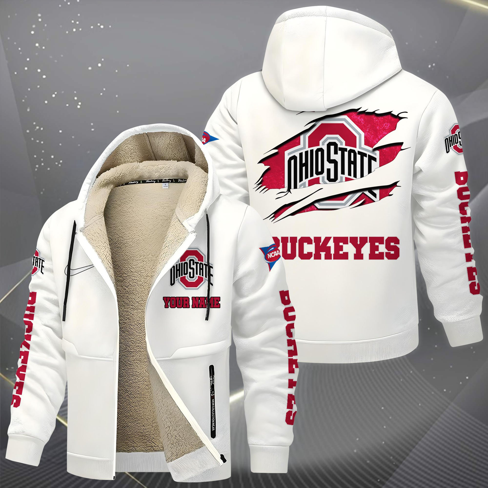 Ohio State Buckeyes Hoodie Zip Velvet Coat PBW771L
