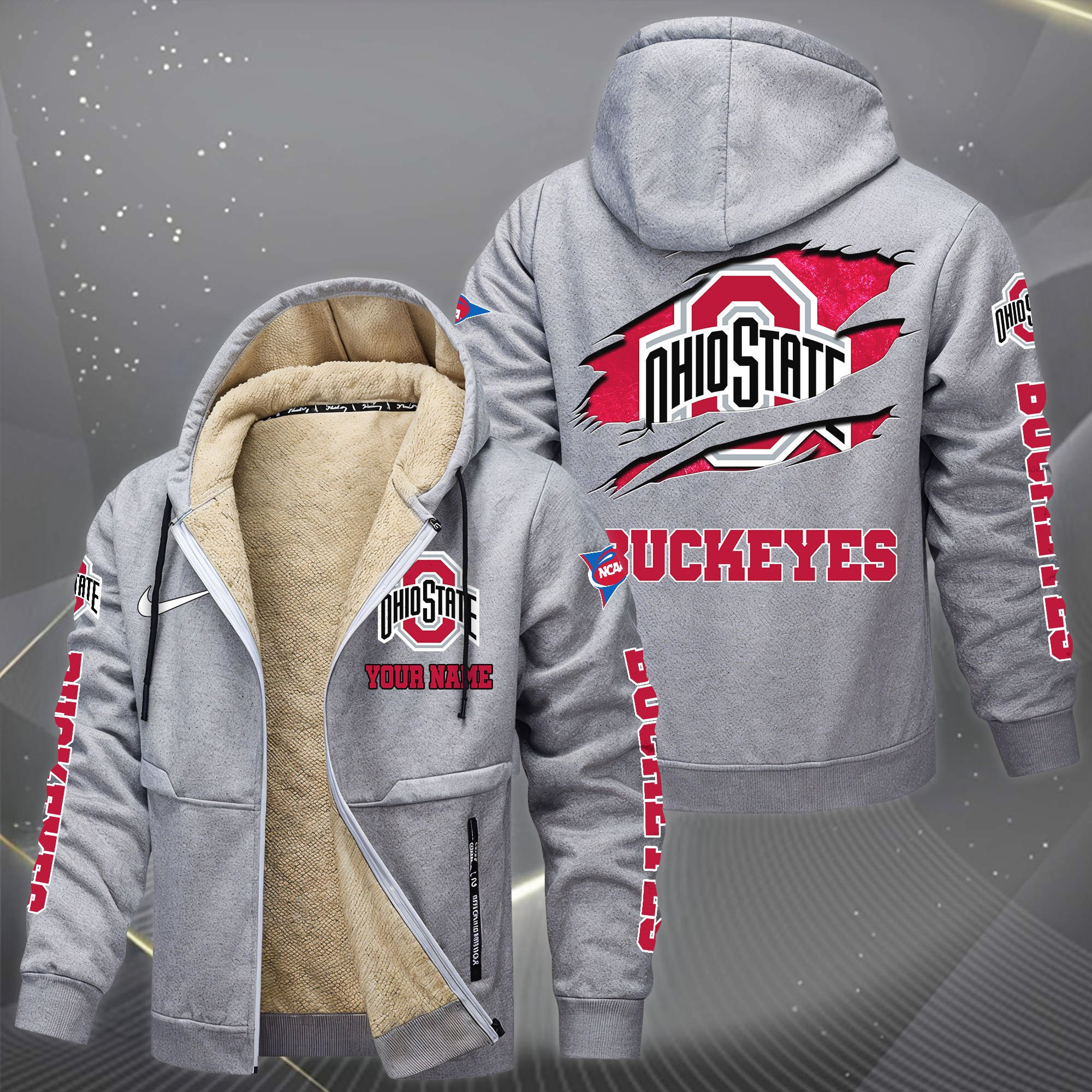 Ohio State Buckeyes Hoodie Zip Velvet Coat PBW771L