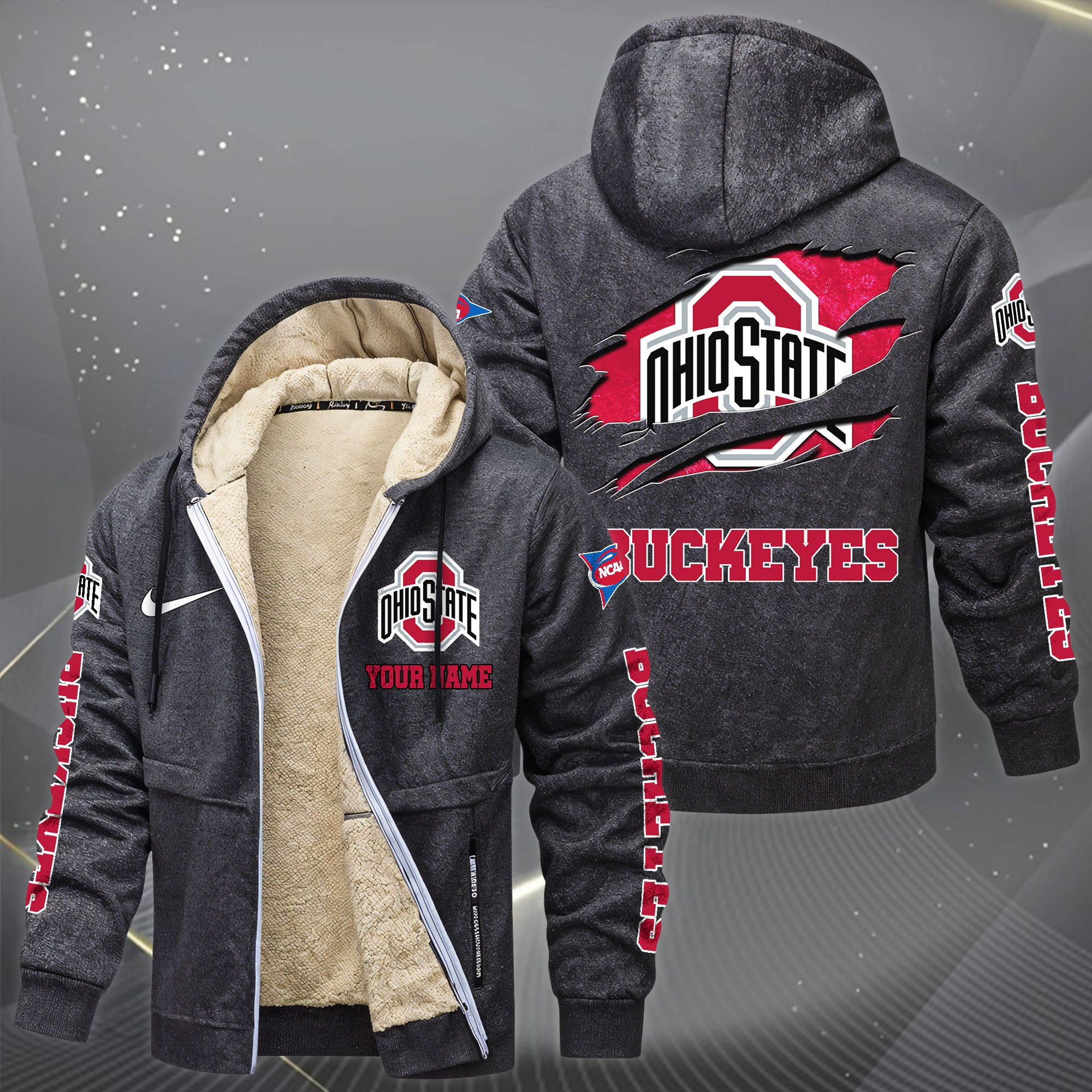Ohio State Buckeyes Hoodie Zip Velvet Coat PBW771L
