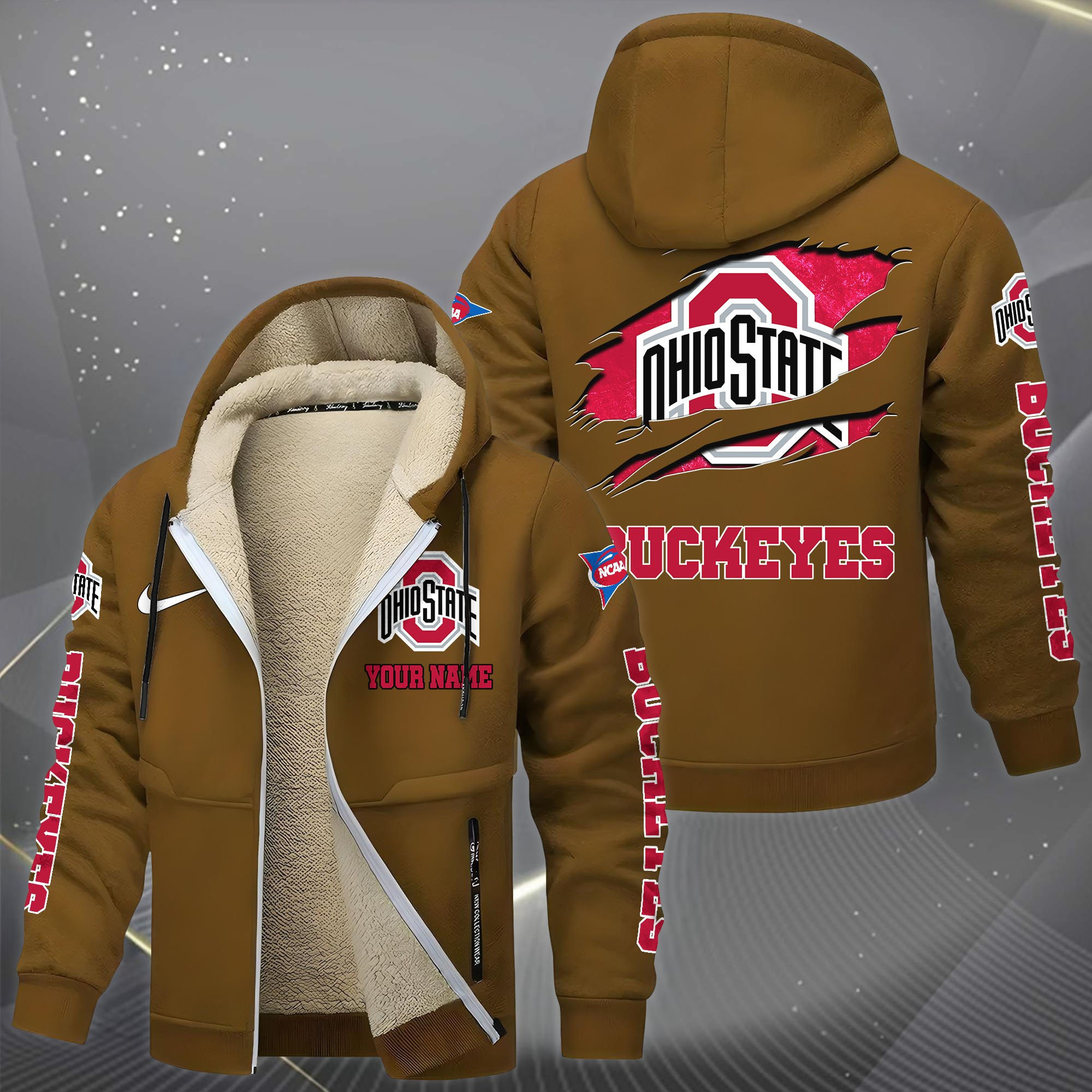 Ohio State Buckeyes Hoodie Zip Velvet Coat PBW771L