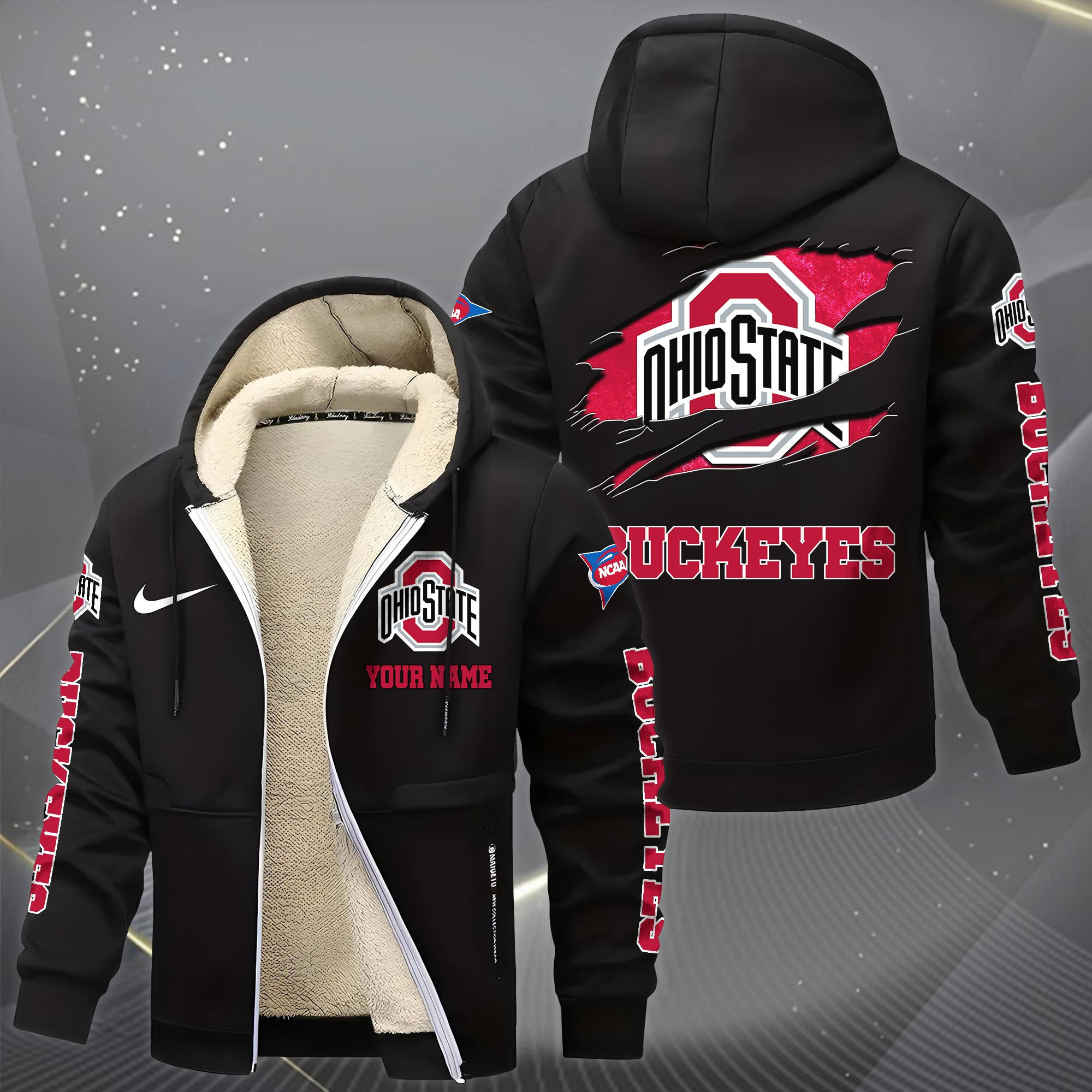 Ohio State Buckeyes Hoodie Zip Velvet Coat PBW771L