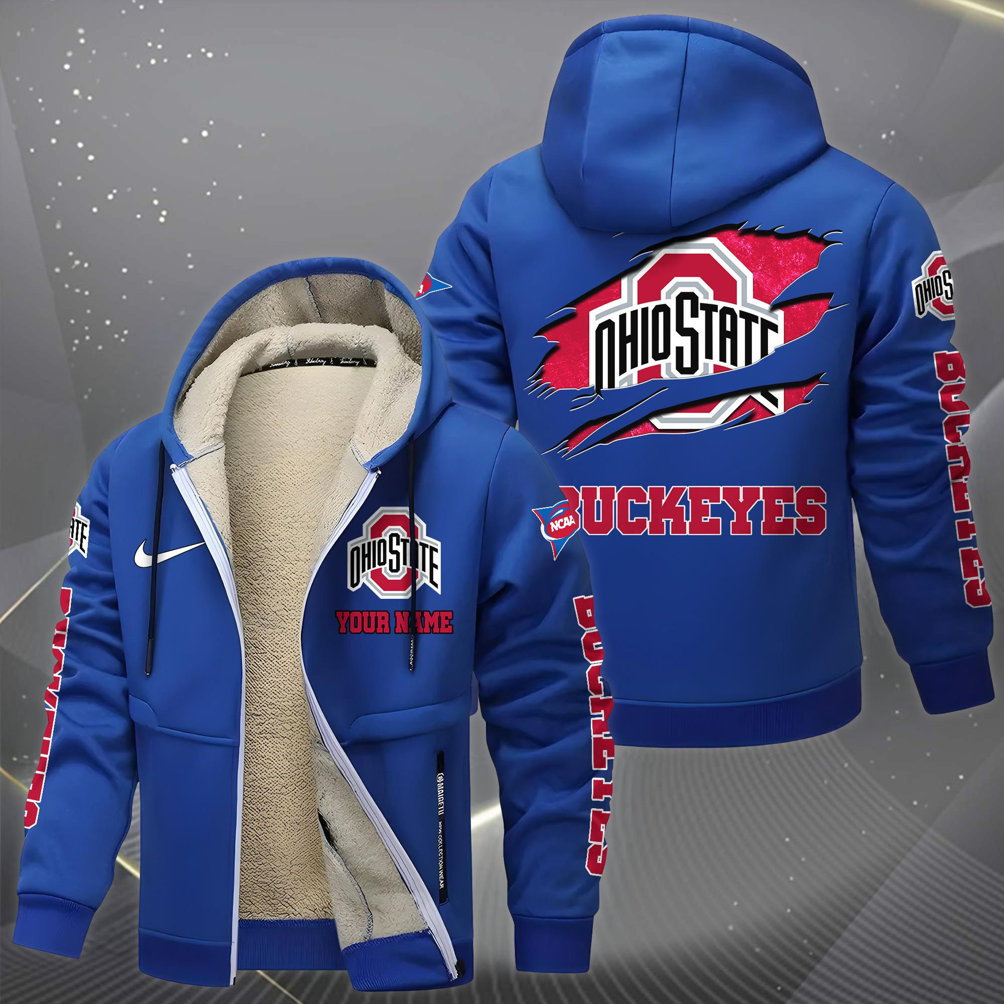 Ohio State Buckeyes Hoodie Zip Velvet Coat PBW771L