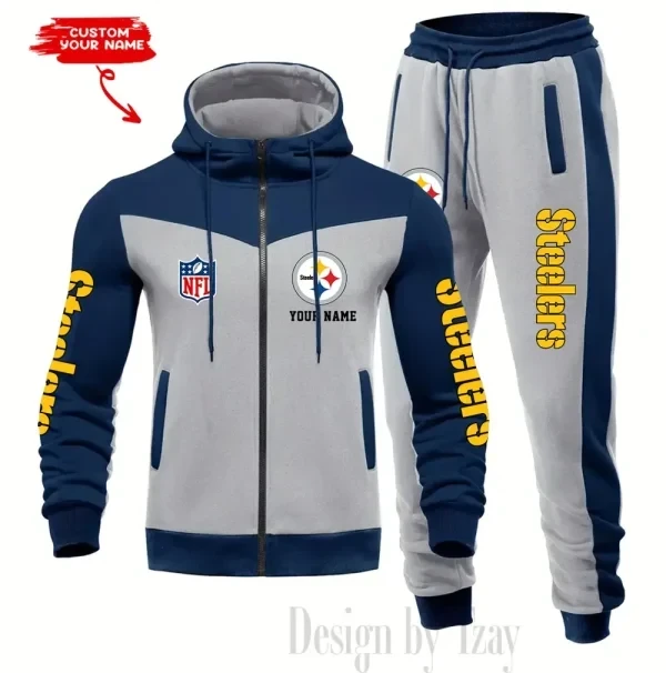Pittsburgh Steelers Men's Tracksuit Hooded Zipper Fashion Casual Sports PBQ4OB4