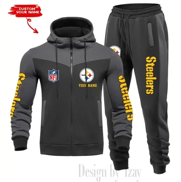 Pittsburgh Steelers Men's Tracksuit Hooded Zipper Fashion Casual Sports PBQ4OB4