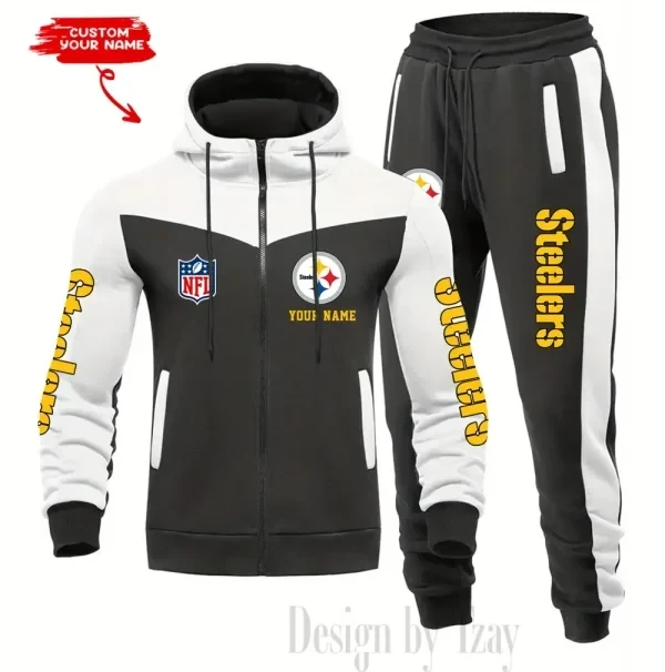 Pittsburgh Steelers Men's Tracksuit Hooded Zipper Fashion Casual Sports PBQ4OB4