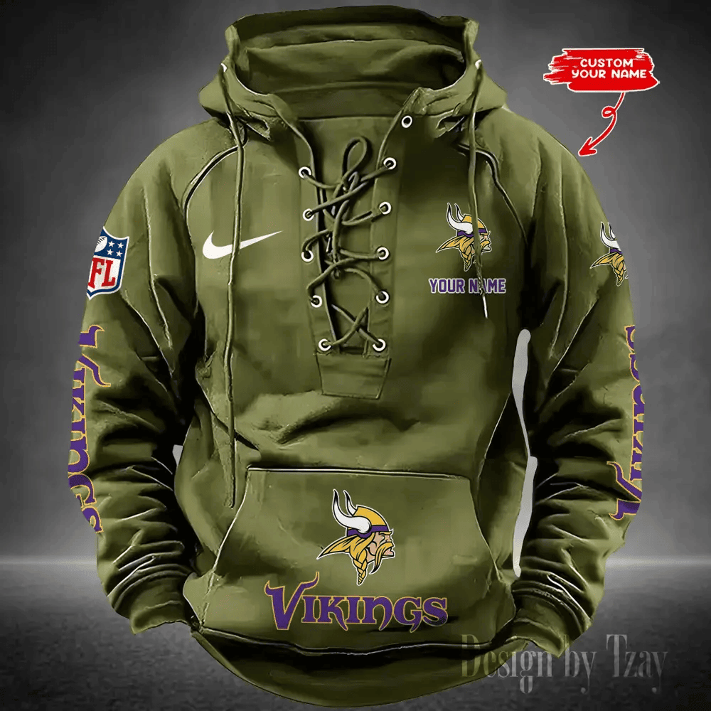 SPTS9HLUH085-Minnesota Vikings Men's Hooded Lace-up Hoodie
