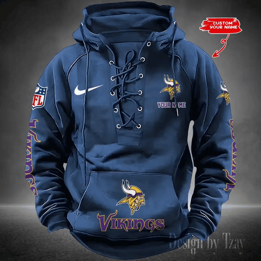 Minnesota Vikings Men's Hooded Lace-up Hoodie PBPJUR4
